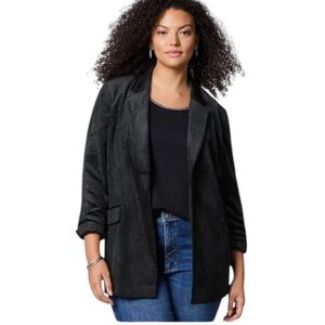 J. Jill Black Corduroy Blazer Jacket Plus Size 2X Lightweight NWT